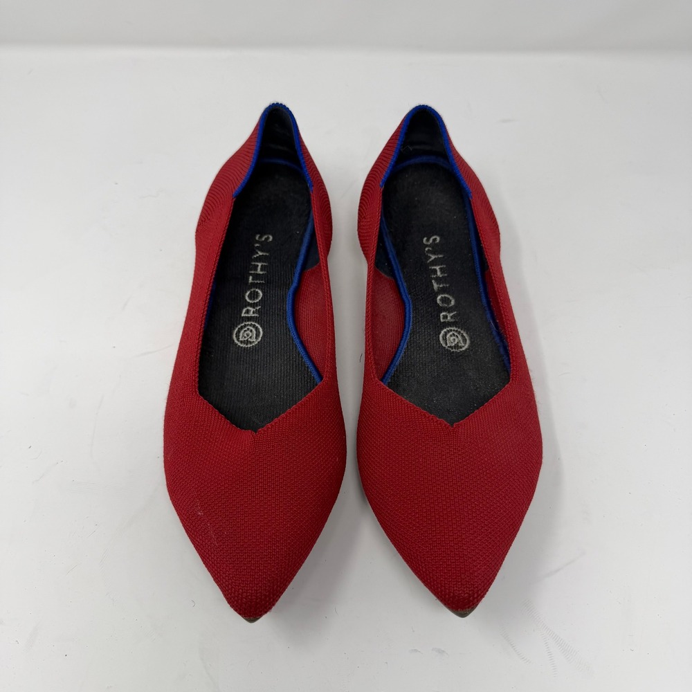 Rothy's The Point Flat Shoe Red Sustainable Knit Women Size 10 - Picture 13 of 13
